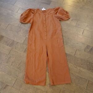 Tthe GREAT. Womens Maiden Jumper Relaxed Jumpsuit Embroidered Orange 3 Lagenlook